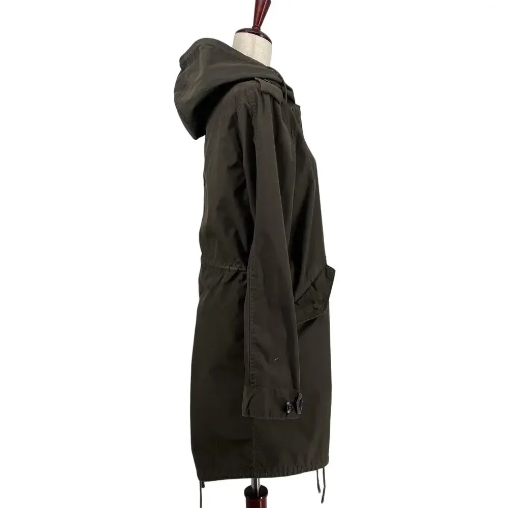 RW Co Longline Duck Canvas Chore Utility‎ Jacket S Green No Lining Drawstring